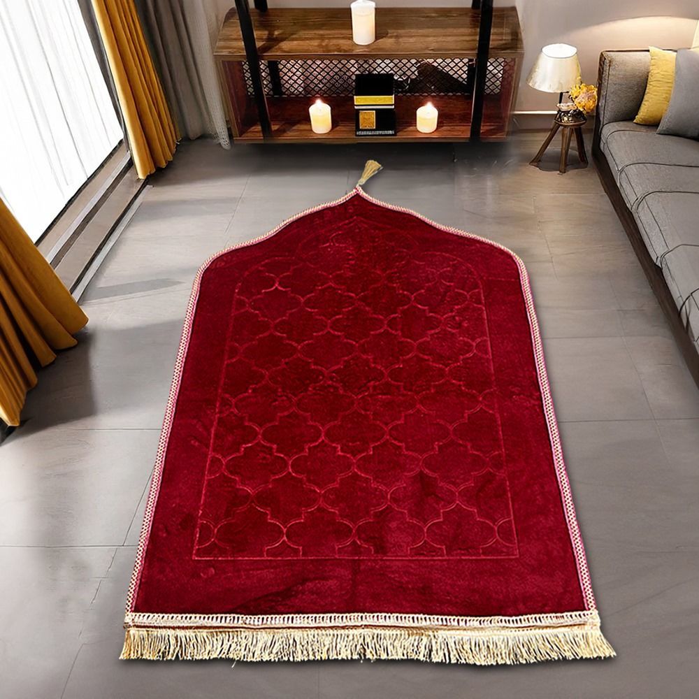 Kapitone%20Hediyelik%20Kadife%20Peluş%20Seccade(80*120%20cm%20900%20gr)Bordo