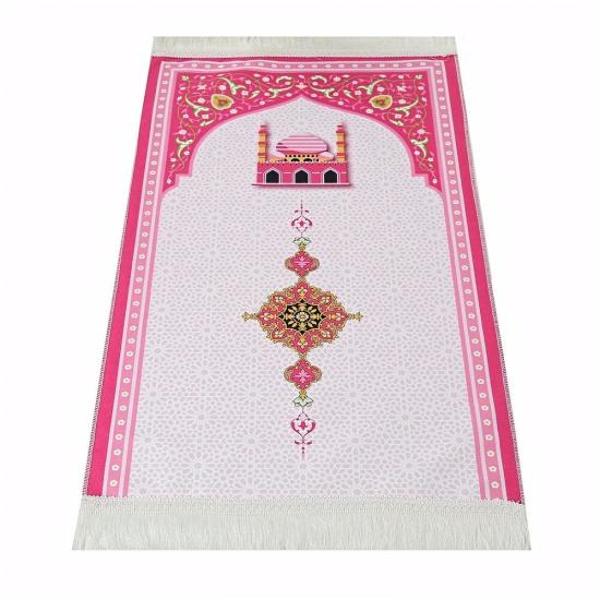 Çocuk Seccadesi Kudüs Pembe 82×45 cm 110 gr- Tesbih Hediyeli